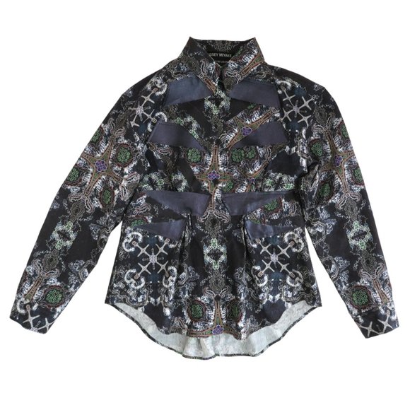 ISSEY MIYAKE printed shirt top sz 2 M - Picture 3 of 5